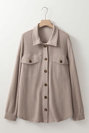 Smoke Gray Corded Drop Shoulder Shacket – Plus Size Oversized Jacket
