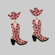 Sparkling Stacked Gift Box Christmas Dangle Earrings featuring red and green details, perfect for festive holiday outfits.