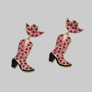 Sparkling Stacked Gift Box Christmas Dangle Earrings featuring red and green details, perfect for festive holiday outfits.