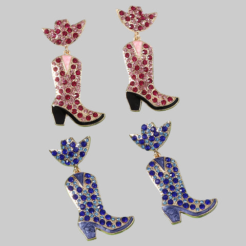 Sparkling Stacked Gift Box Christmas Dangle Earrings featuring red and green details, perfect for festive holiday outfits.